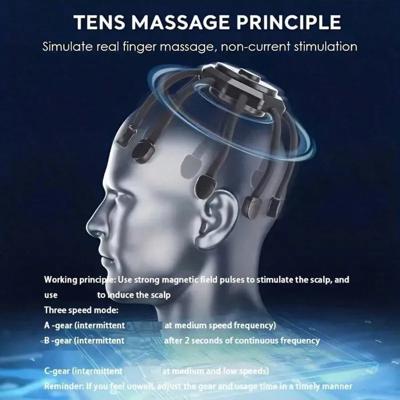 Massageador de Couro Cabeludo 360° — 8 Pontas
