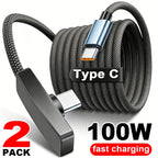 Cabo USB-C 90° 100W Carregamento Rápido e Transferência de Dados para iPhone, Samsung, Xiaomi e Outros Dispositivos USB-Ci