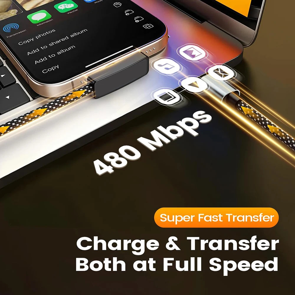 Cabo USB-C 90° 100W Carregamento Rápido e Transferência de Dados para iPhone, Samsung, Xiaomi e Outros Dispositivos USB-Ci