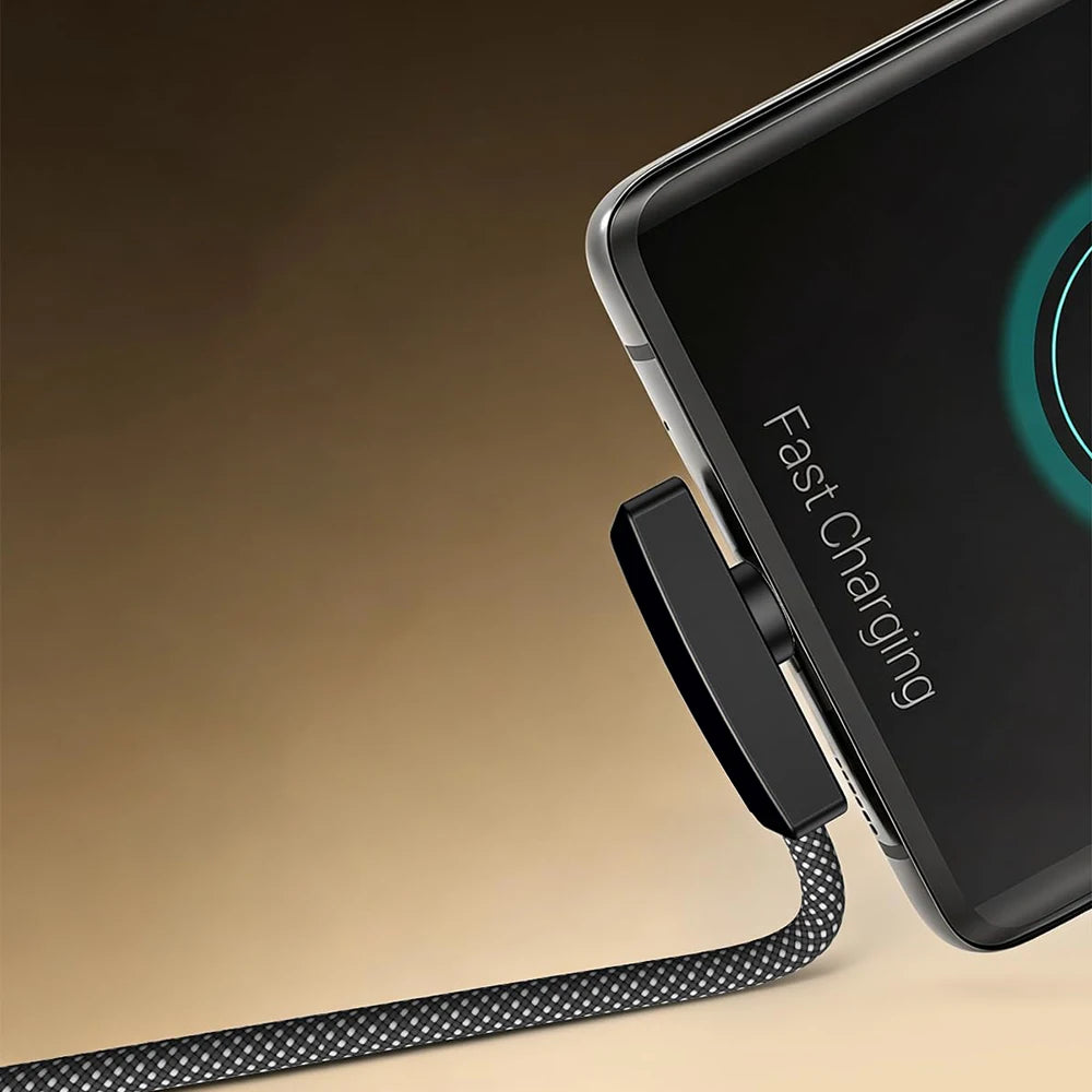 Cabo USB-C 90° 100W Carregamento Rápido e Transferência de Dados para iPhone, Samsung, Xiaomi e Outros Dispositivos USB-Ci