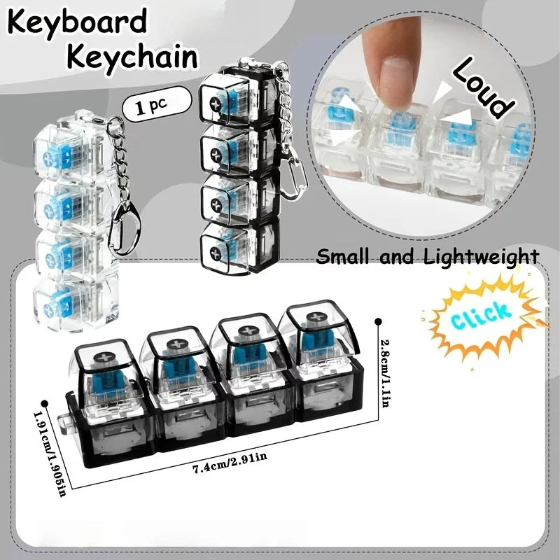 Teclado Mecânico Iluminado 4 Botões de Dedo Anti-Stress
