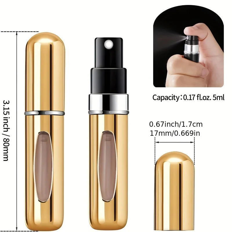 Mini Atomizador de Perfume Recarregável 5ml em Alumínio, Portátil para Viagem