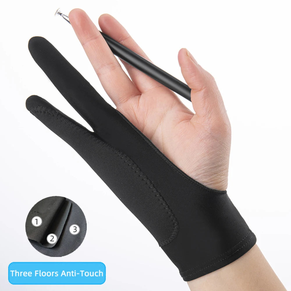 Luvas de Desenho para Tablet Anti-Contato 2 Dedos
