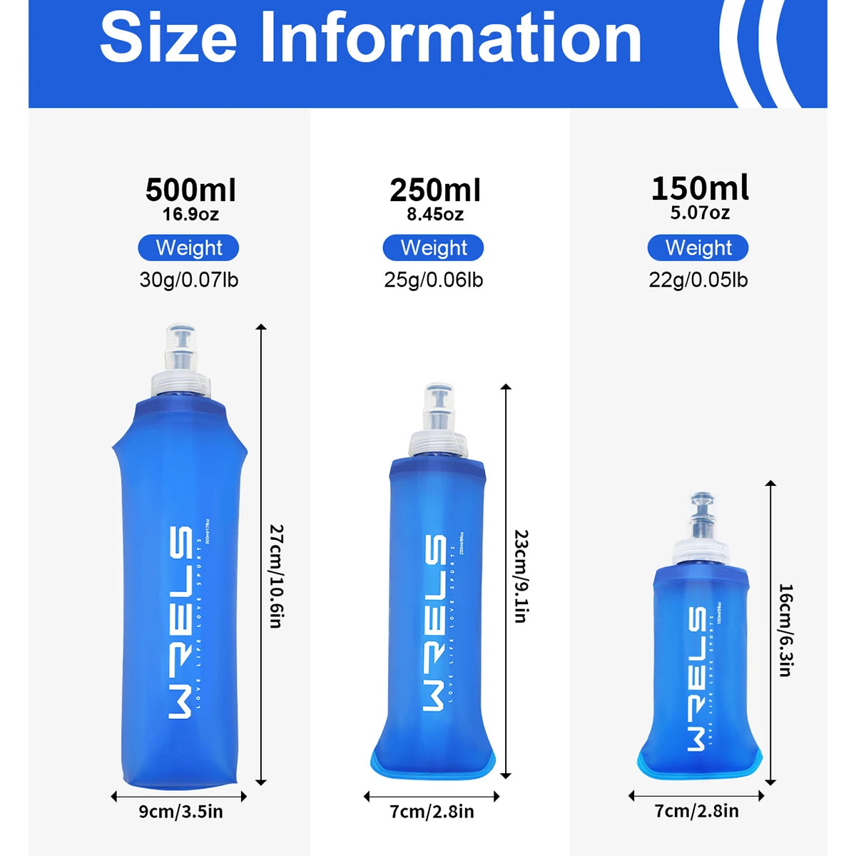 Garrafa Dobrável de Silicone Portátil 150ml/250ml/500ml — Ideal para Academia, Corrida e Viagens