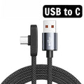 Cabo USB-C 90° 100W Carregamento Rápido e Transferência de Dados para iPhone, Samsung, Xiaomi e Outros Dispositivos USB-Ci