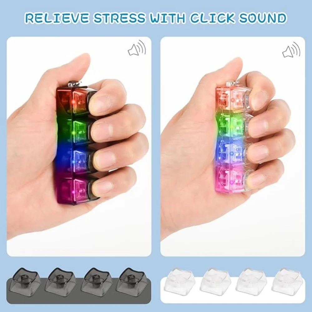 Teclado Mecânico Iluminado 4 Botões de Dedo Anti-Stress