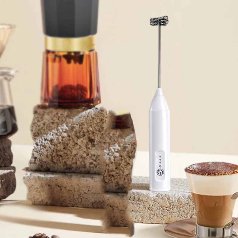 Batedor de café elétrico atualizado/batedor de leite + batedor de ovos mini liquidificador de alimentos recarregável usb portátil três velocidades ferramentas de café expresso