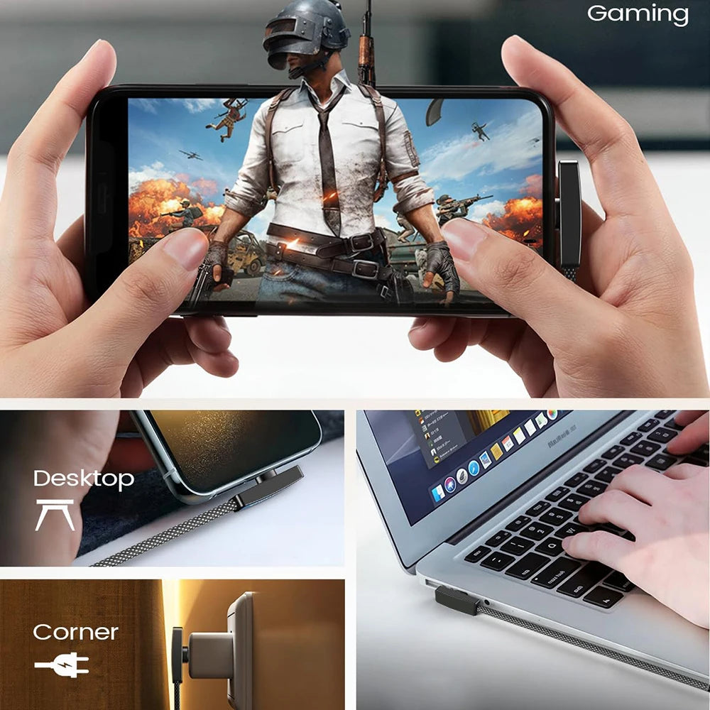 Cabo USB-C 90° 100W Carregamento Rápido e Transferência de Dados para iPhone, Samsung, Xiaomi e Outros Dispositivos USB-Ci