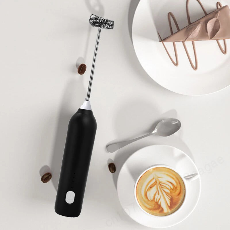 Batedor de café elétrico atualizado/batedor de leite + batedor de ovos mini liquidificador de alimentos recarregável usb portátil três velocidades ferramentas de café expresso