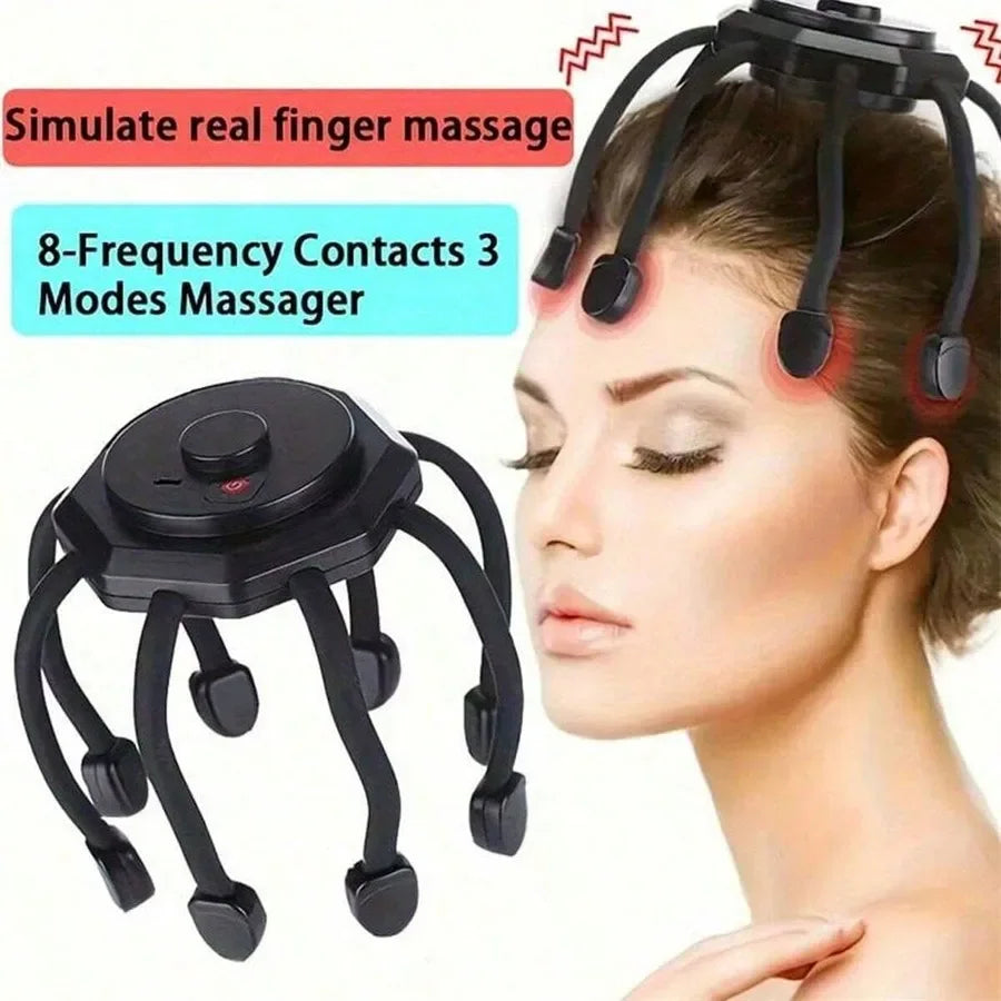 Massageador de Couro Cabeludo 360° — 8 Pontas