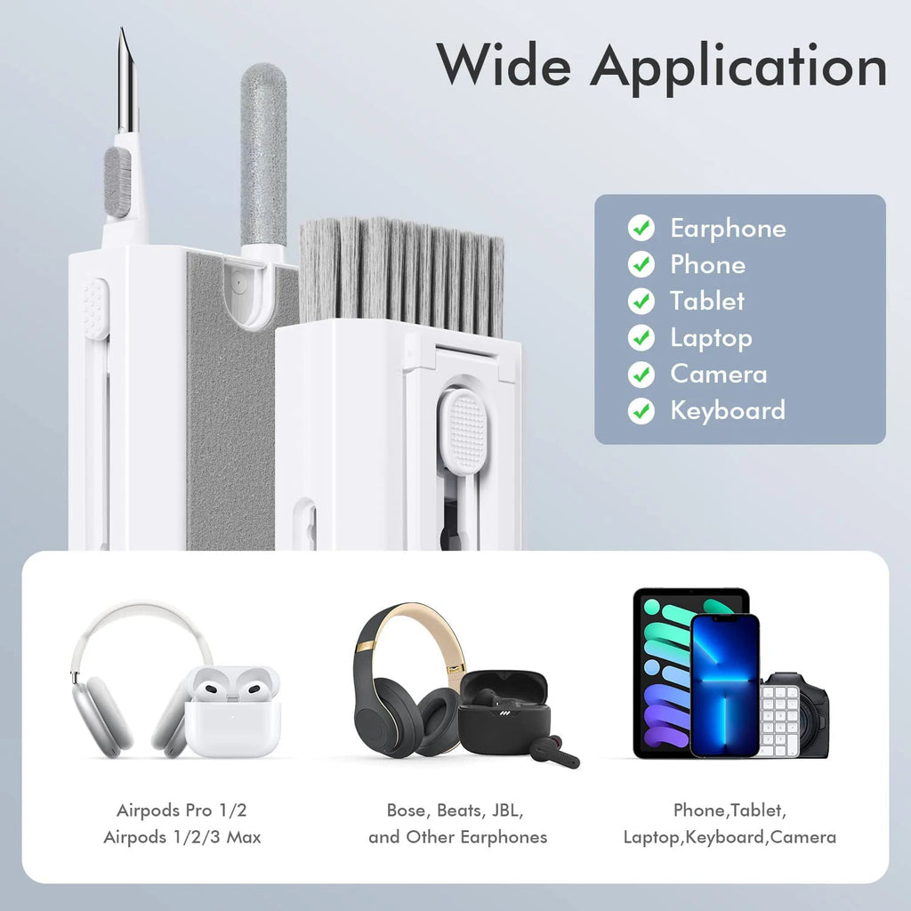 Kit de Limpeza 8 em 1 para Teclado, Fones, Celular e Computador