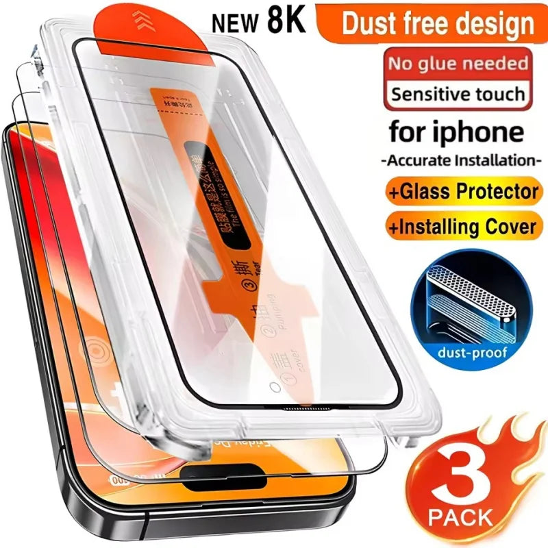Kit 3 Películas de Vidro Temperado para iPhone – HD e Anti-Riscos
