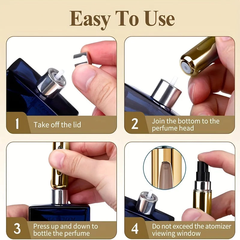 Mini Atomizador de Perfume Recarregável 5ml em Alumínio, Portátil para Viagem